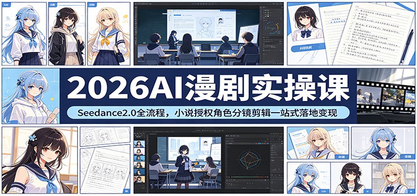 2026AI漫剧实操课：Seedance2.0全流程，小说授权角色分镜剪辑一站式落地变现网赚项目-副业赚钱-互联网创业-资源整合大拿创业网_